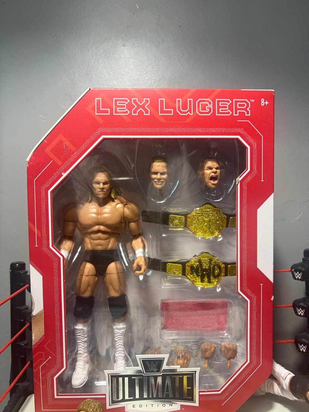 WWE Lex Luger Action Figure with Gold Belts and White Boots